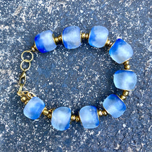 Load image into Gallery viewer, Sky Blue Recycled Glass Bracelet
