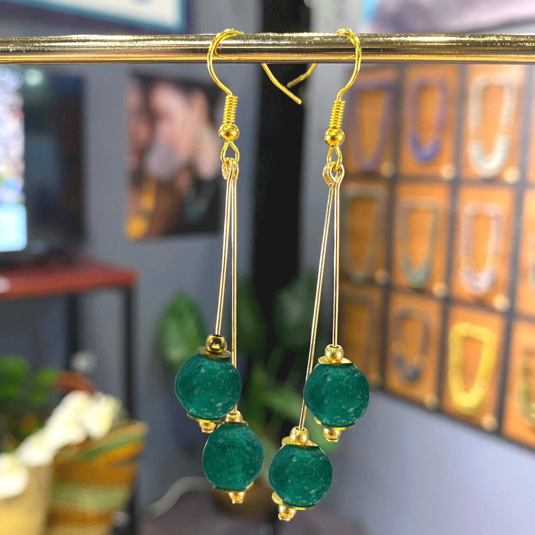 (Wholesale) Emerald Double Drop Zodiac Birthstone Earrings