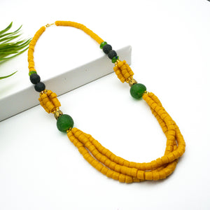 Recycled Glass 'Knot Your Average' necklace - Yellow