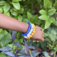 Load image into Gallery viewer, (Wholesale) Triple stack bracelets - Blue, White &amp; Yellow

