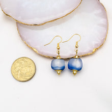 Load image into Gallery viewer, Recycled Glass Swing earring - Sky Blue (Silver or Gold)
