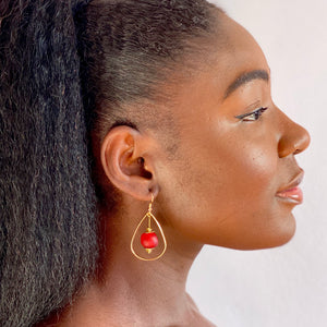 Recycled Glass Teardrop earring - Red