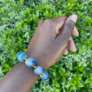 Sky Blue Recycled Glass Bracelet