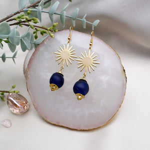 Recycled Glass Radiant earring - Navy