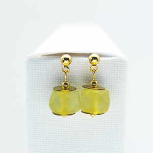 Recycled Glass Yellow Diamond Zodiac Birthstone Earrings (April)