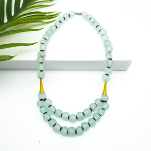 Recycled Glass Medium 'Rise and Shine' necklace - Ice Blue