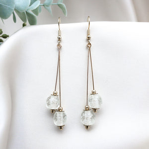 Recycled Glass Double drop earring - Rounded Diamond