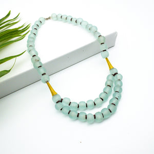 Recycled Glass Medium 'Rise and Shine' necklace - Ice Blue