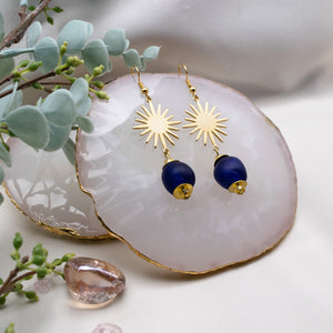 Recycled Glass Radiant earring - Navy
