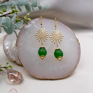 Recycled Glass Radiant earring - Fern Green