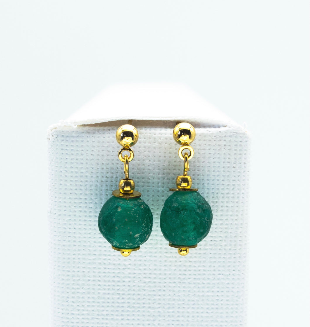 Recycled Glass Emerald Zodiac Birthstone Earrings (May)