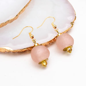 Recycled Glass Swing earring - Blush Pink