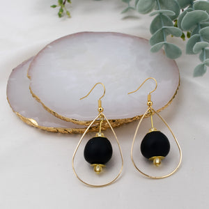 Recycled Glass Teardrop earring - Black