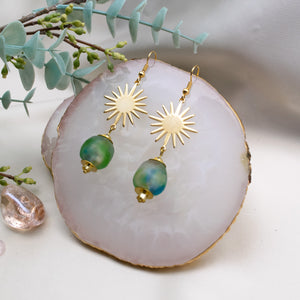 Recycled Glass Radiant earring - Ocean