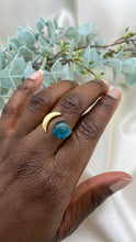 Load image into Gallery viewer, Recycled Glass Moon Ring - Teal
