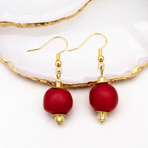 Recycled Glass Swing earring - Red