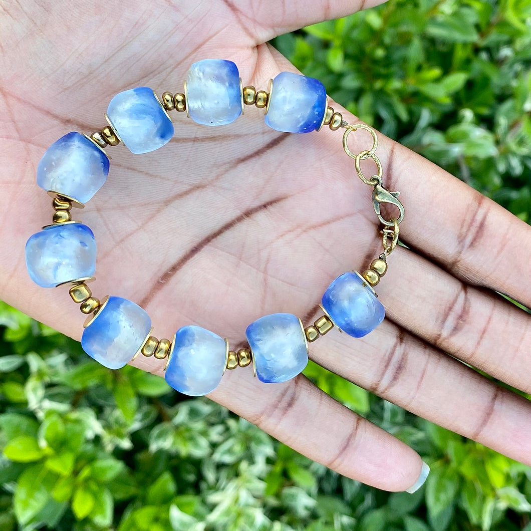 Sky Blue Recycled Glass Bracelet