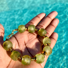 Load image into Gallery viewer, Earth Recycled Glass Bracelet: Sustainable, eco-friendly jewellery featuring handcrafted beads in earthy tones. Adjustable design for versatile styling. Embrace ethical fashion with this nature-inspired and environmentally-conscious accessory.
