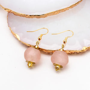 Recycled Glass Swing earring - Blush Pink