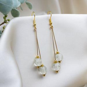 Recycled Glass Double drop earring - Rounded Diamond