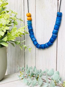Recycled Glass Colour pop adjustable necklace - Blue