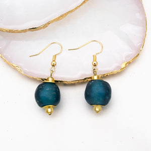 Recycled Glass Swing earring - Teal