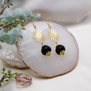 Recycled Glass Radiant earring - Black