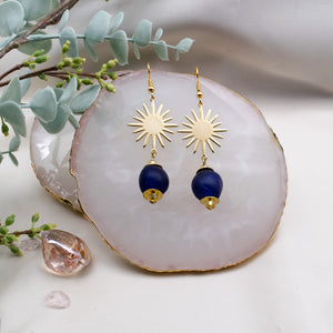 Recycled Glass Radiant earring - Navy