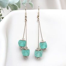 Load image into Gallery viewer, Recycled Glass Double drop earring - Alexandrite
