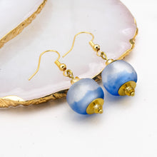 Load image into Gallery viewer, Recycled Glass Swing earring - Sky Blue (Silver or Gold)
