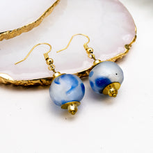 Load image into Gallery viewer, Recycled Glass Swing earring - Sky Blue Swirl
