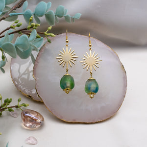 Recycled Glass Radiant earring - Ocean