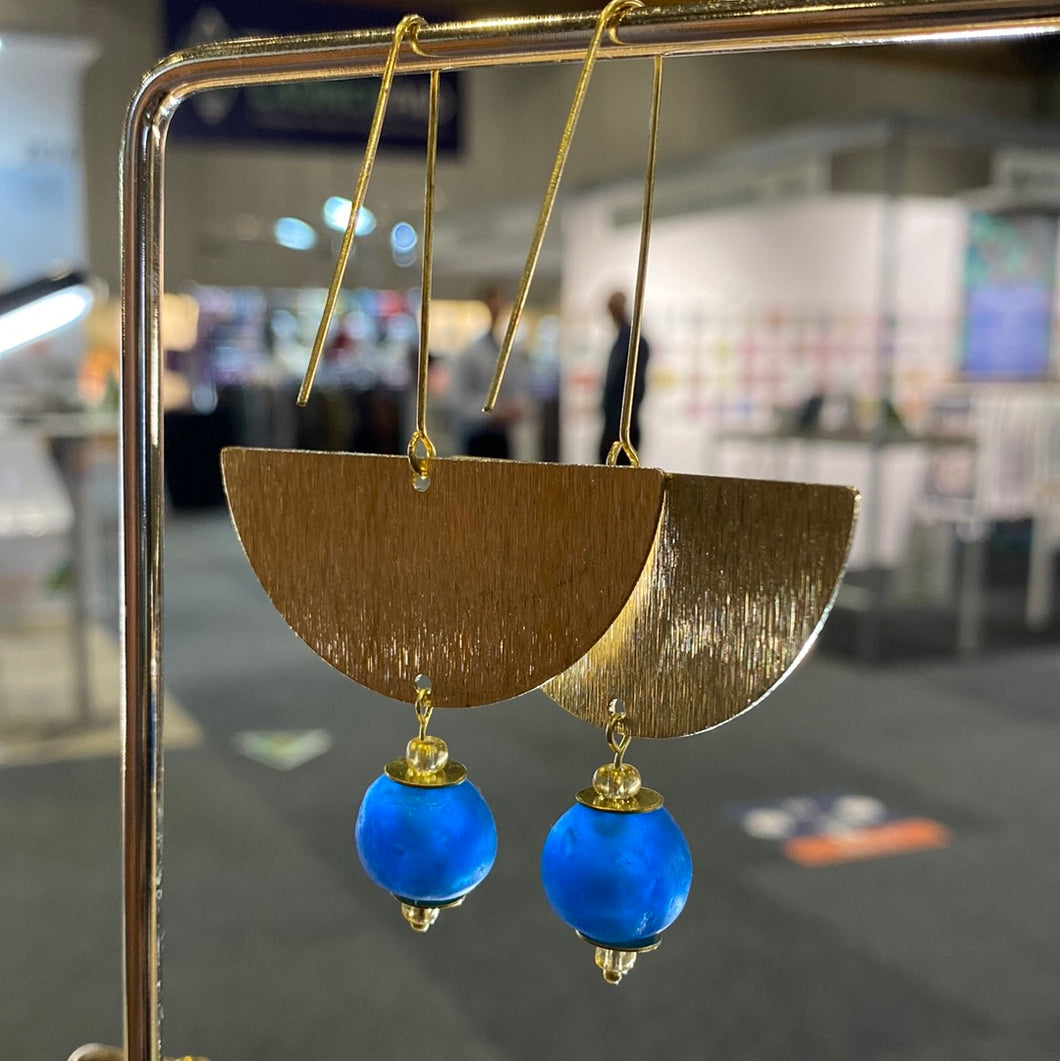 (Wholesale) New Moon earring - Cobalt