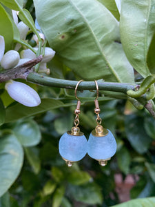 Recycled Glass Swing earring - Ice Blue