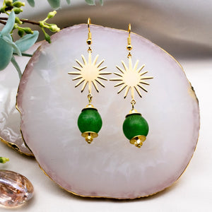 Recycled Glass Radiant earring - Fern Green