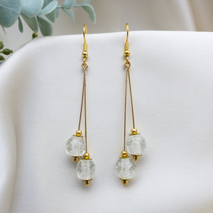 Recycled Glass Double drop earring - Rounded Diamond