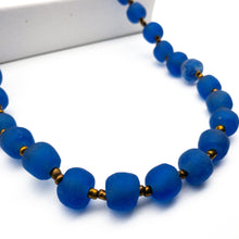 Load image into Gallery viewer, Recycled Glass Long single strand necklace - Cobalt
