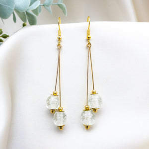 Recycled Glass Double drop earring - Rounded Diamond