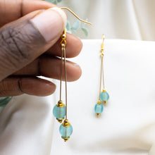 Load image into Gallery viewer, Recycled Glass Double drop earring - Aquamarine
