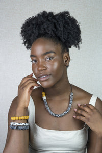 (Wholesale) Hand painted adjustable necklace - Black & White