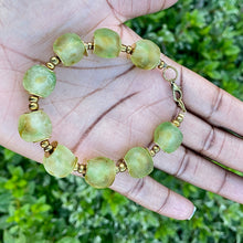 Load image into Gallery viewer, Earth Recycled Glass Bracelet: Sustainable, eco-friendly jewellery featuring handcrafted beads in natural hues. Adjustable design for versatile styling. Embrace ethical fashion with this captivating and environmentally-conscious accessory.
