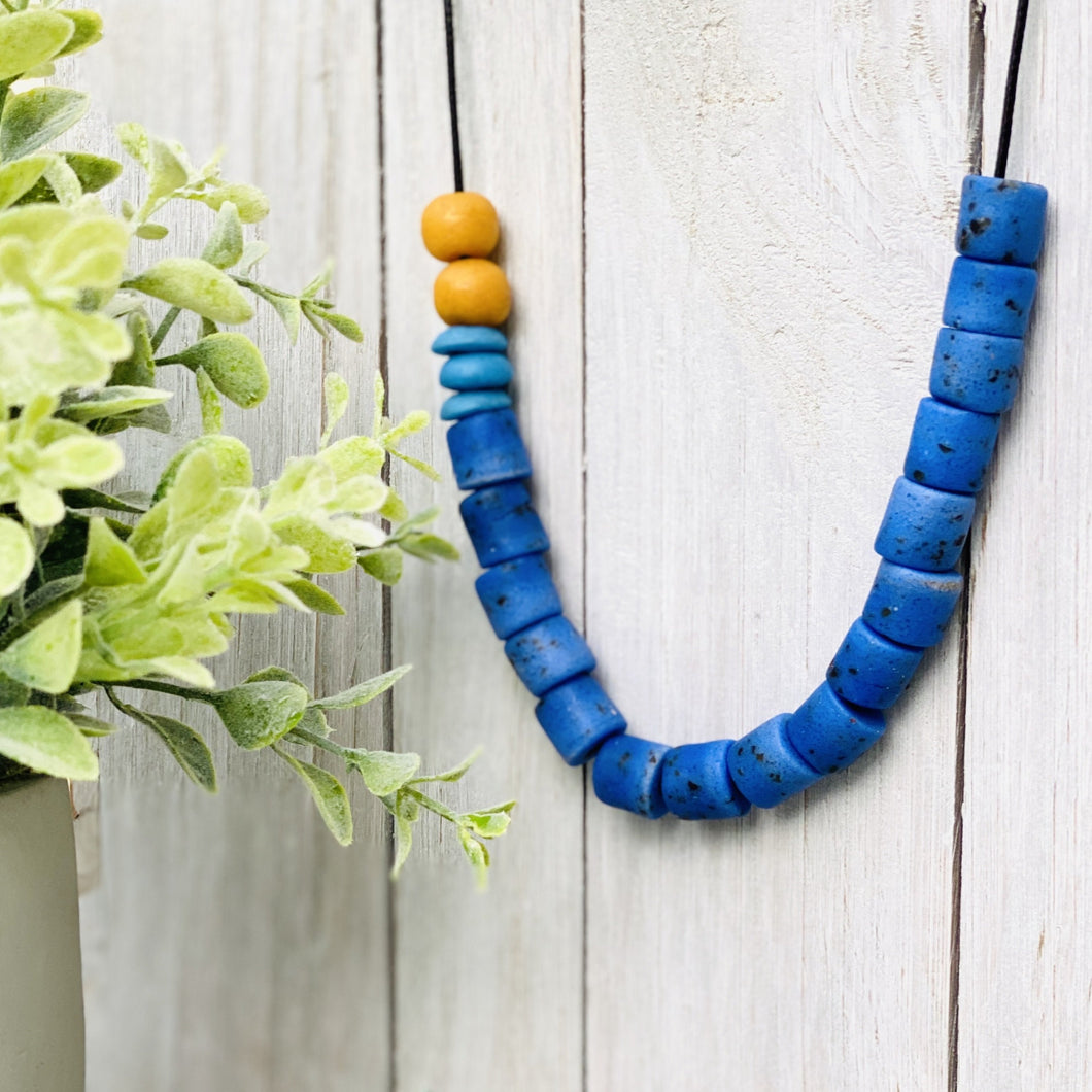 Recycled Glass Colour pop adjustable necklace - Blue