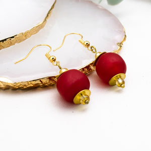 Recycled Glass Swing earring - Red