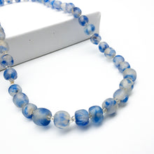 Load image into Gallery viewer, Recycled Glass Long single strand necklace - Sky Blue Swirl
