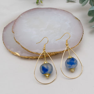(Wholesale) Teardrop earring - Sky Blue Swirl