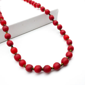 (Wholesale) Long single strand necklace - Red