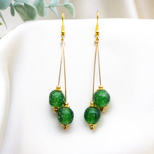 Load image into Gallery viewer, Recycled Glass Double drop earring - Peridot
