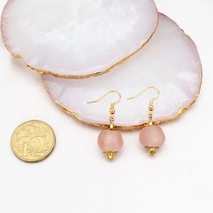Recycled Glass Swing earring - Blush Pink (Silver or Gold)