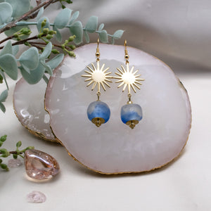 Recycled Glass Radiant earring - Sky Blue