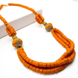 Recycled Glass 'Knot Your Average' necklace - Orange